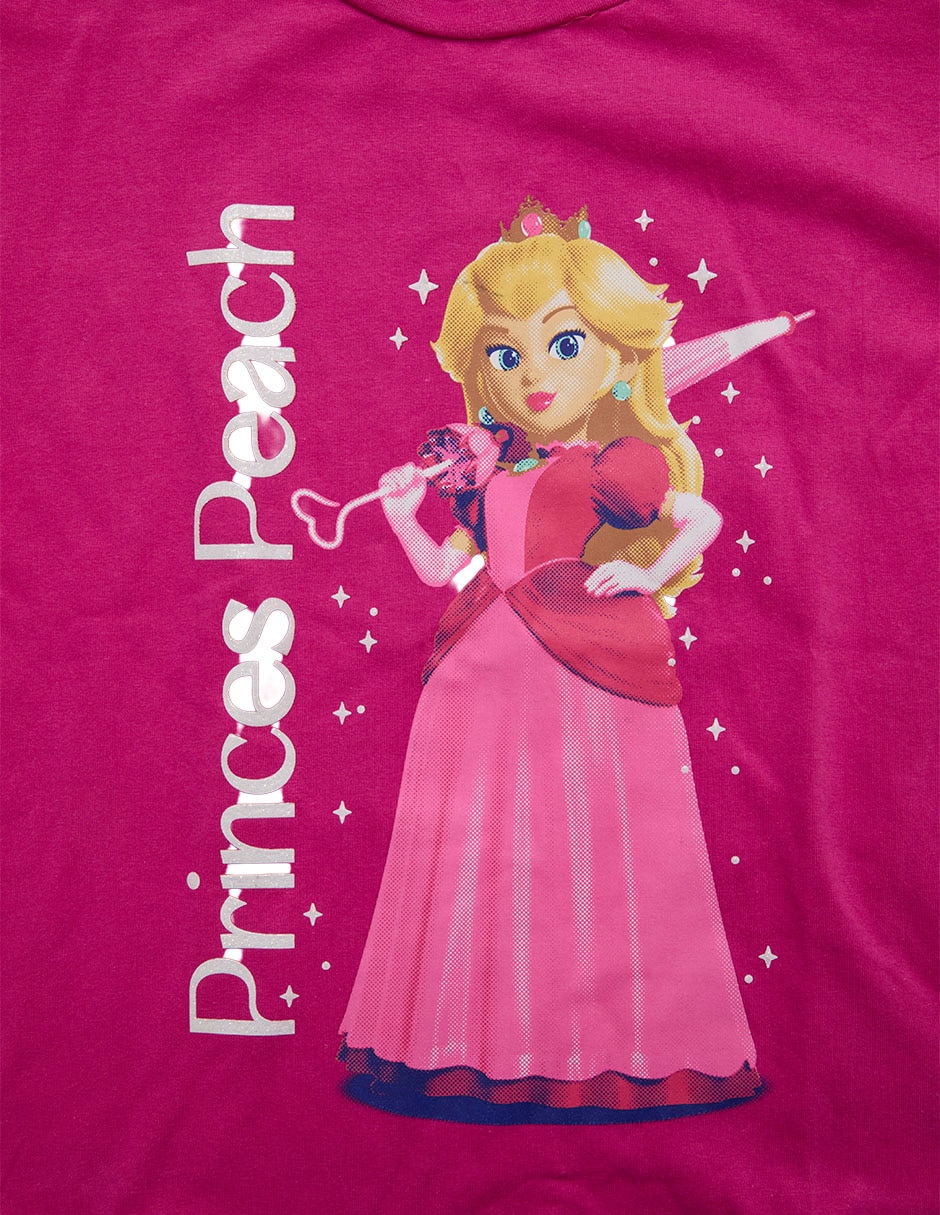 Playera mario bros princesa peach mario bros manga corta infantil niña