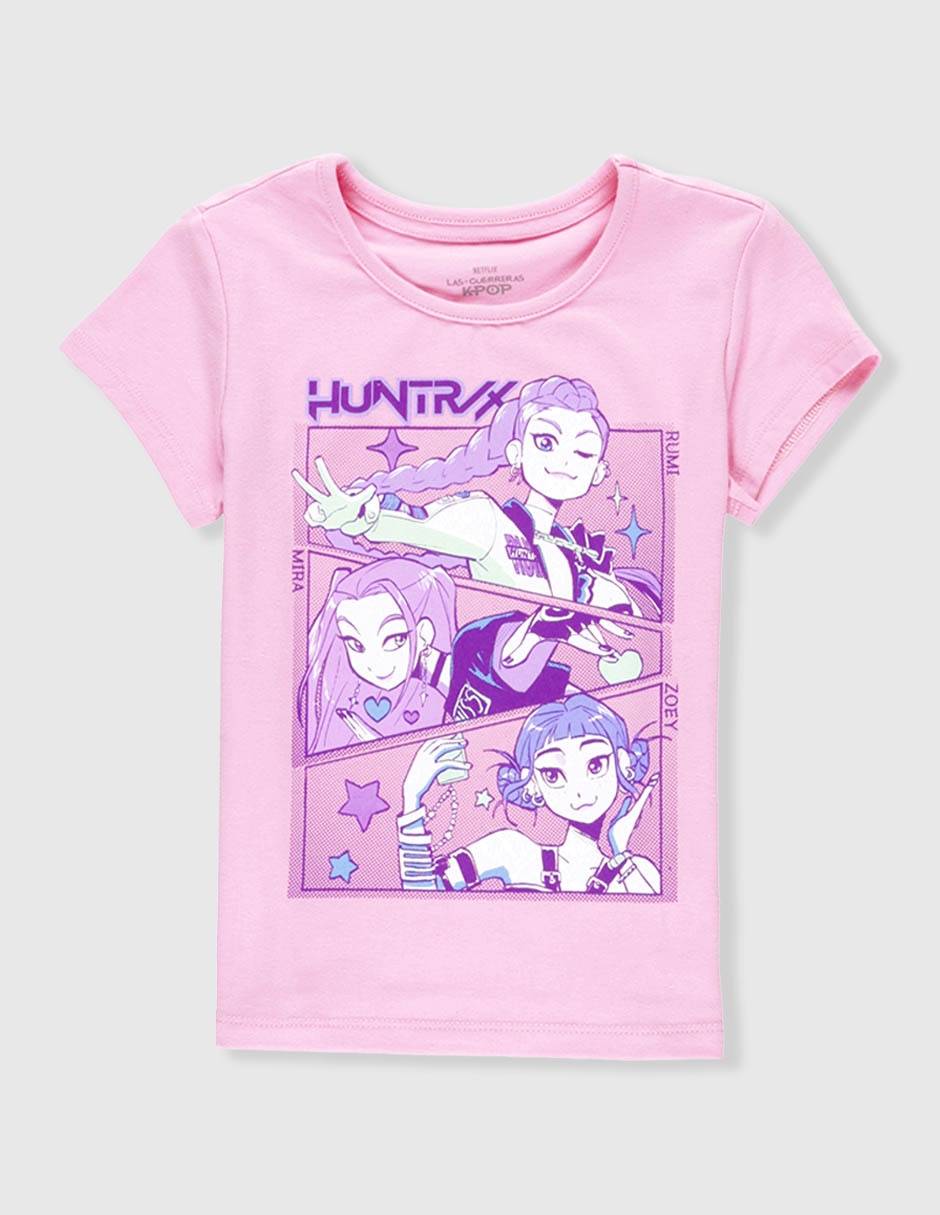 Playera netflix huntrix las guerreras k-pop manga corta para niña