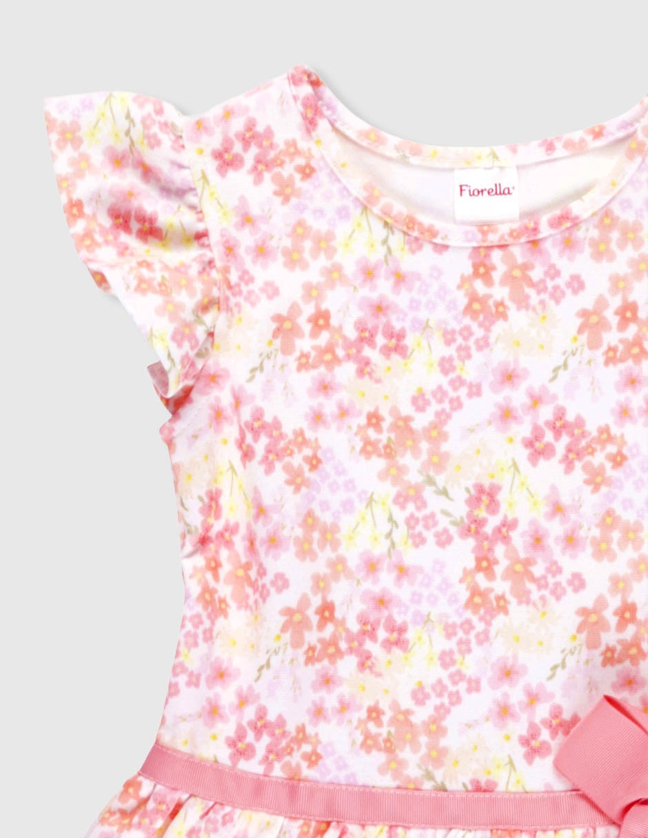 Vestido fiorella manga volantes para niña