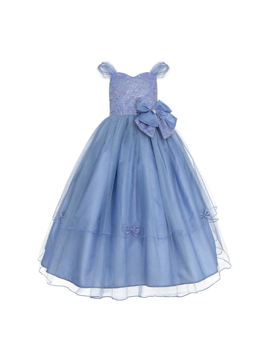 Vestido manga con pliegues para niña