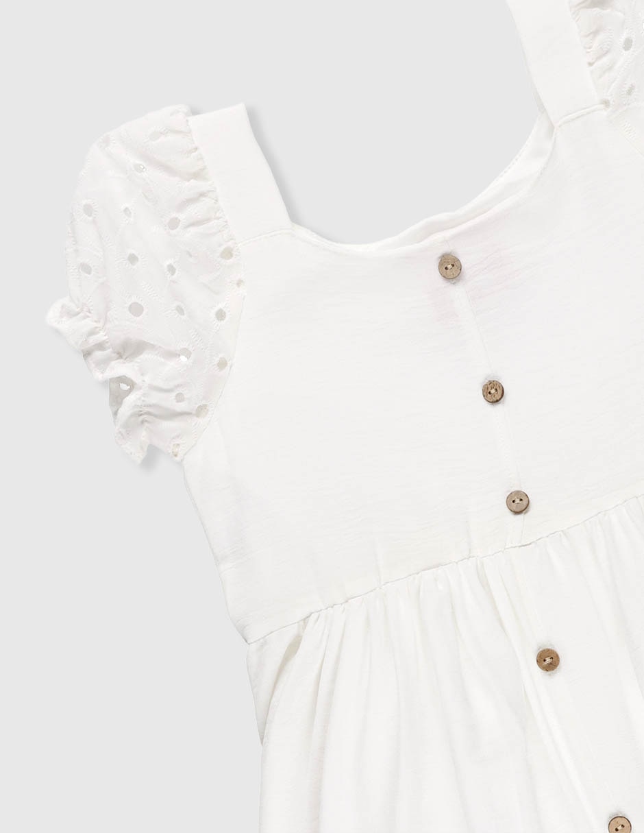 Vestido manga globo para niña