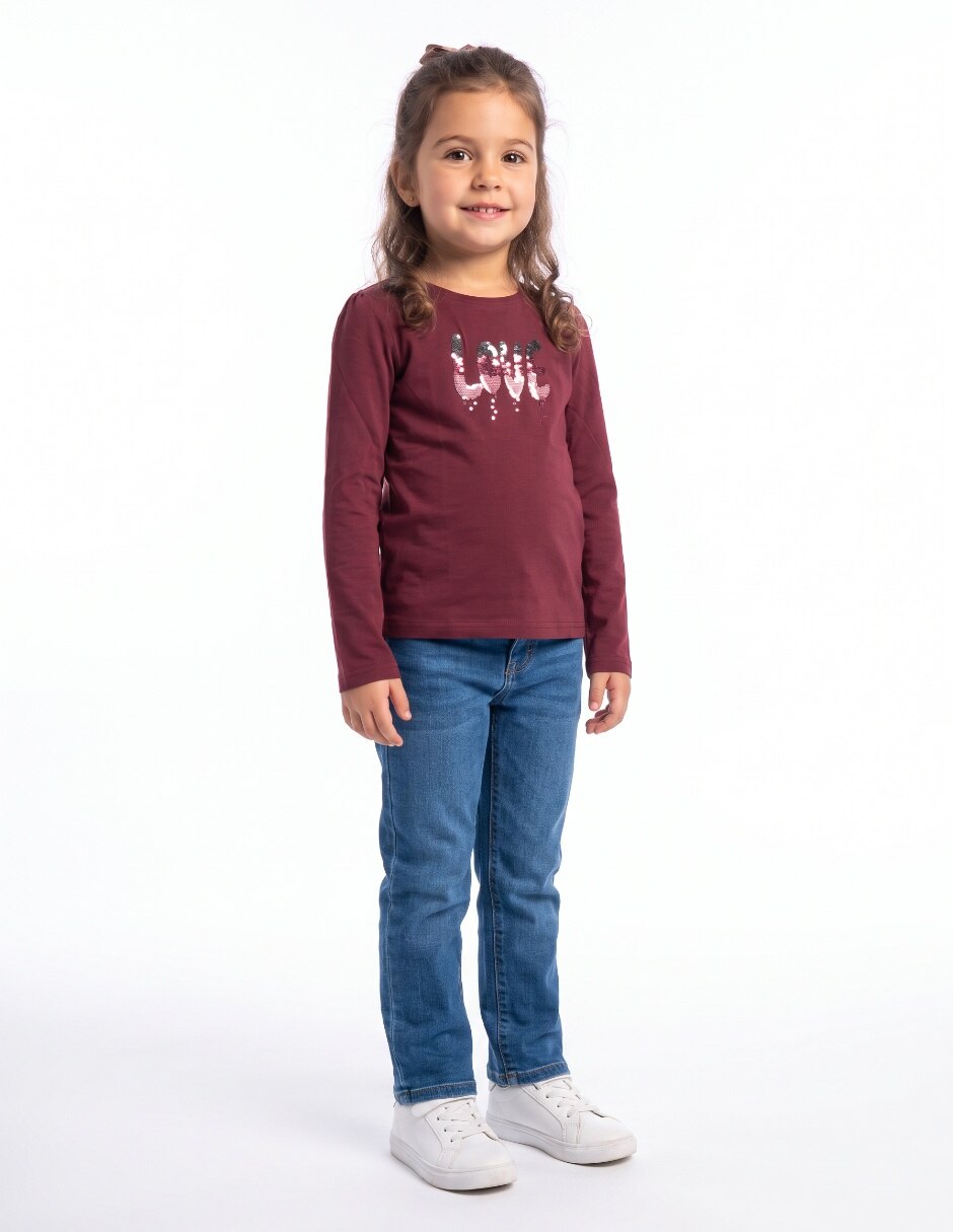 Playera manga larga para niña Playera manga larga para niña