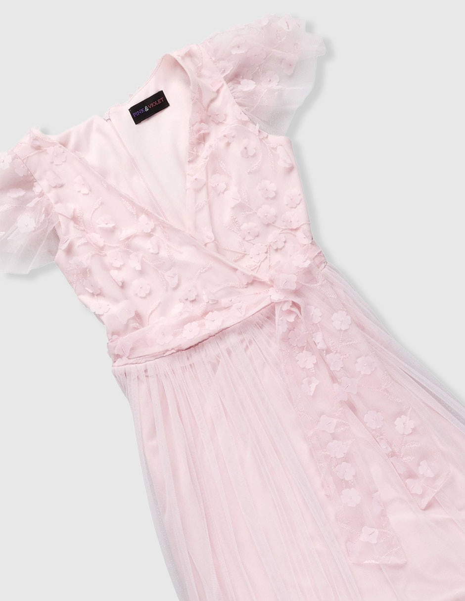 Vestido Pink & Violet Manga Corta Para Niña