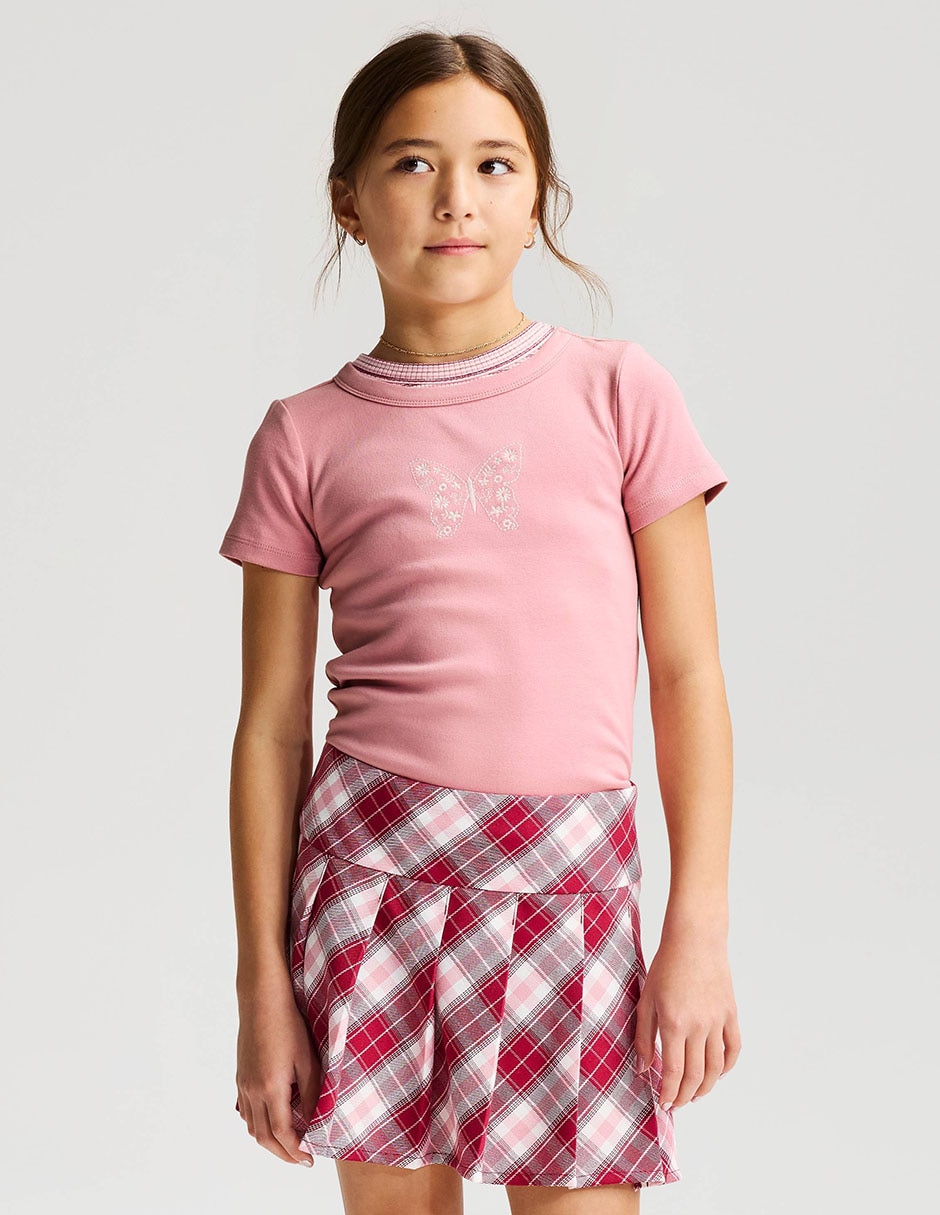 Playera manga para niña