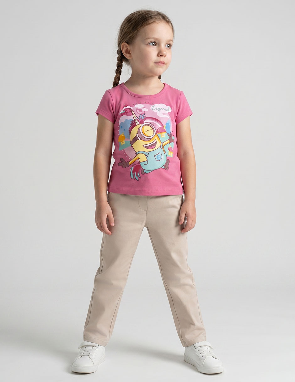 Playera Minions manga corta para niña