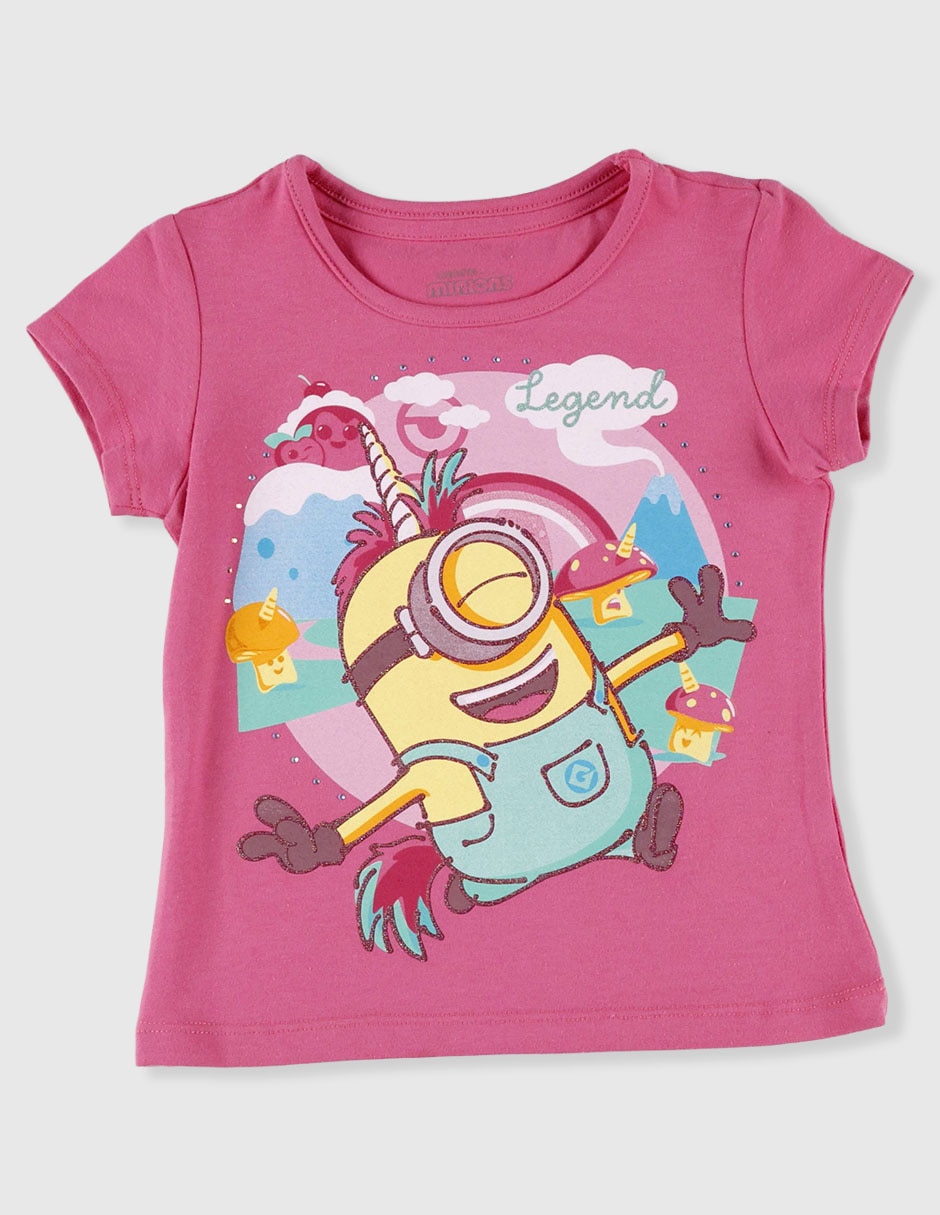 Playera Minions manga corta para niña