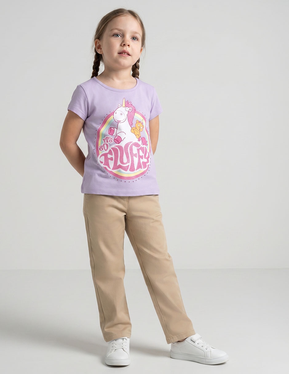 Playera Minions manga corta para niña