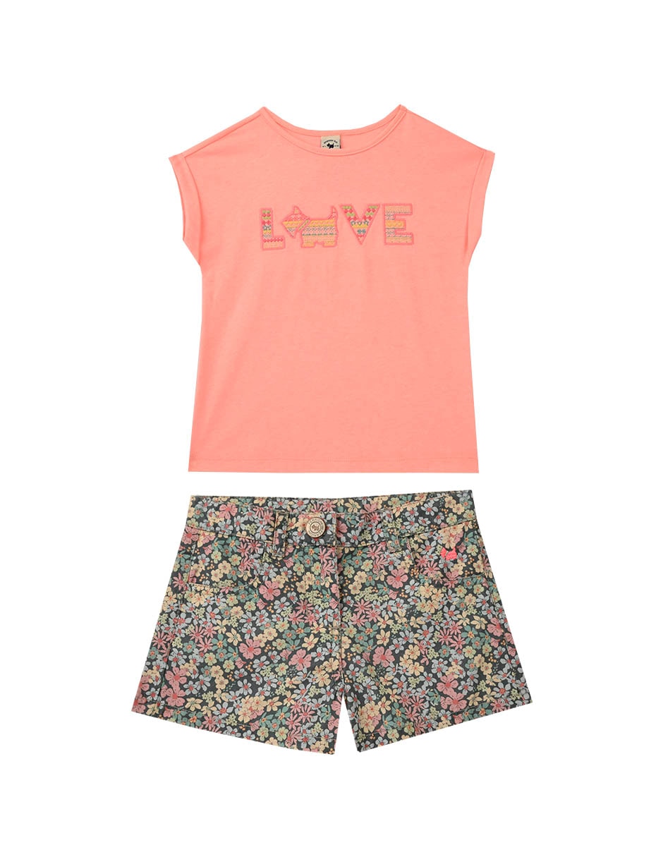 Conjunto floreana de algodón para Niña Conjunto floreana de algodón para Niña
