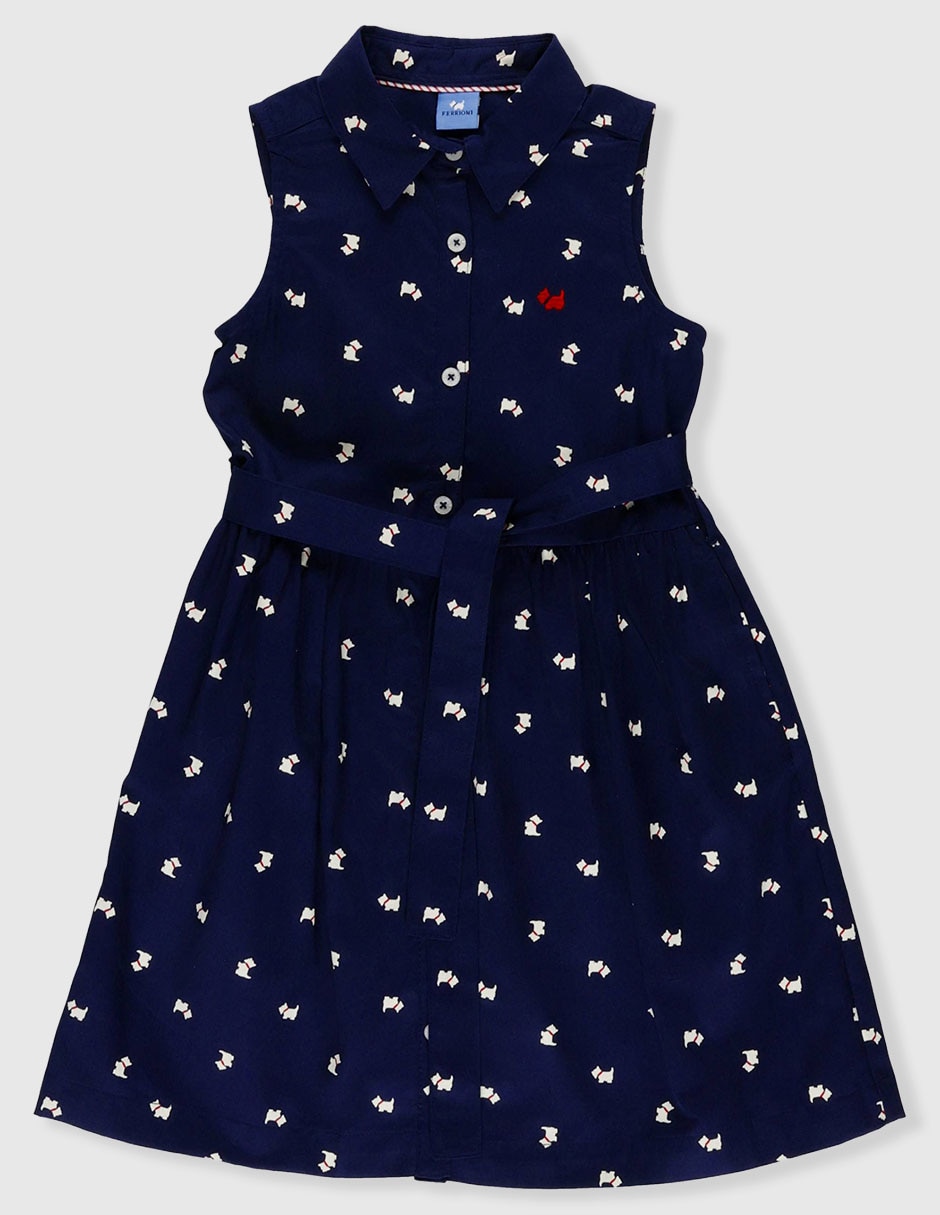 Vestido Perritos Manga Sin Manga Para Infantil Niña