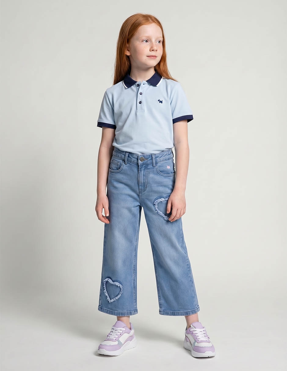 Jeans straight deslavado para niña Jeans straight deslavado para niña