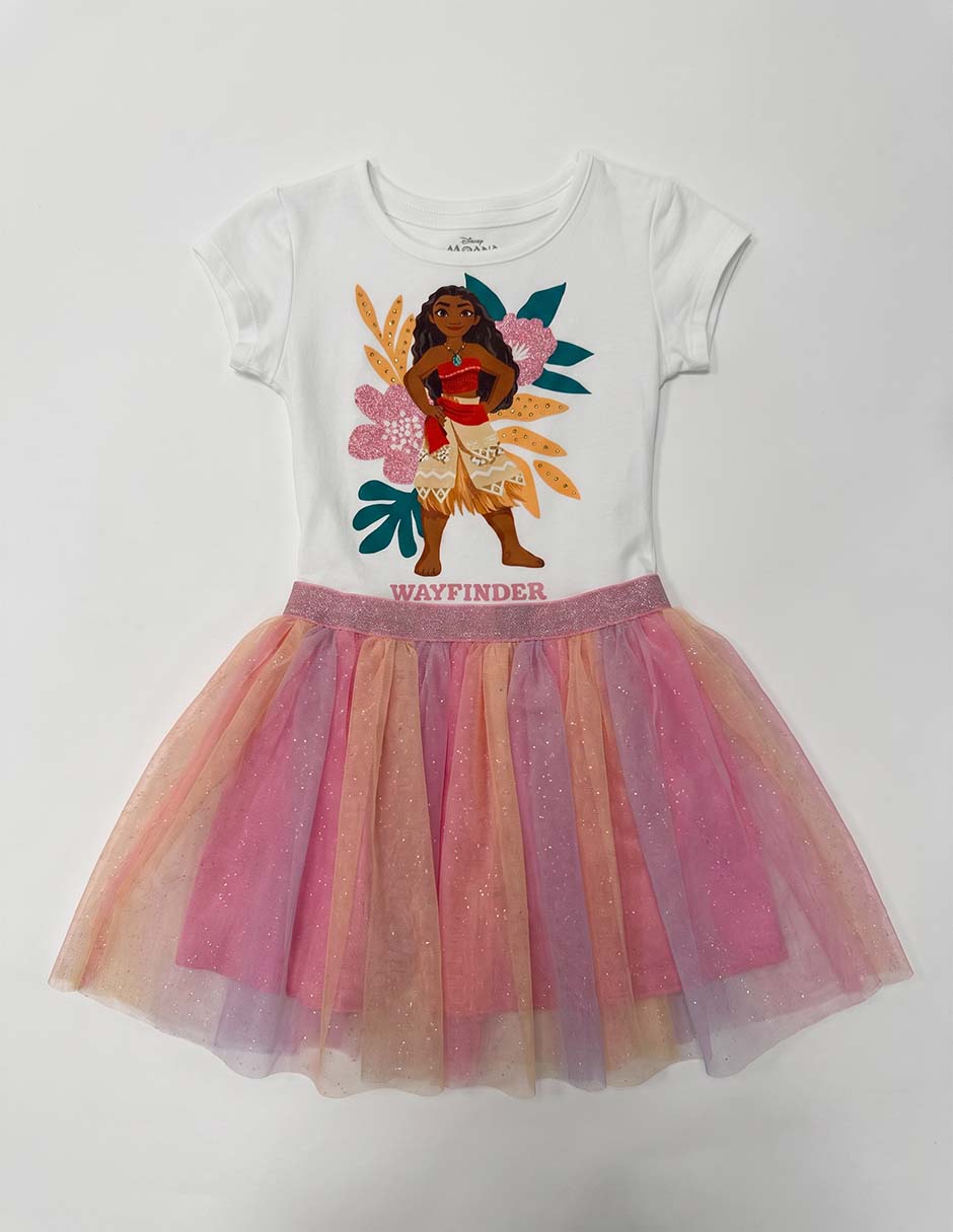Vestido Disney Moana manga regular para niña