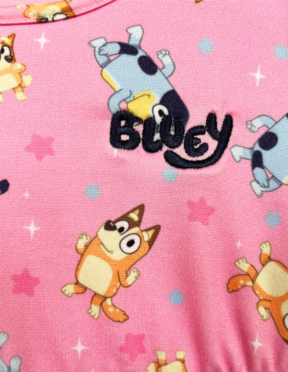 Vestido bluey manga ranglán para niña