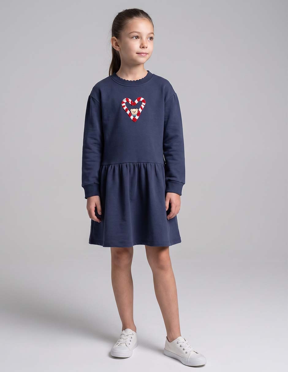 Vestido manga con puño para niña Vestido manga con puño para niña