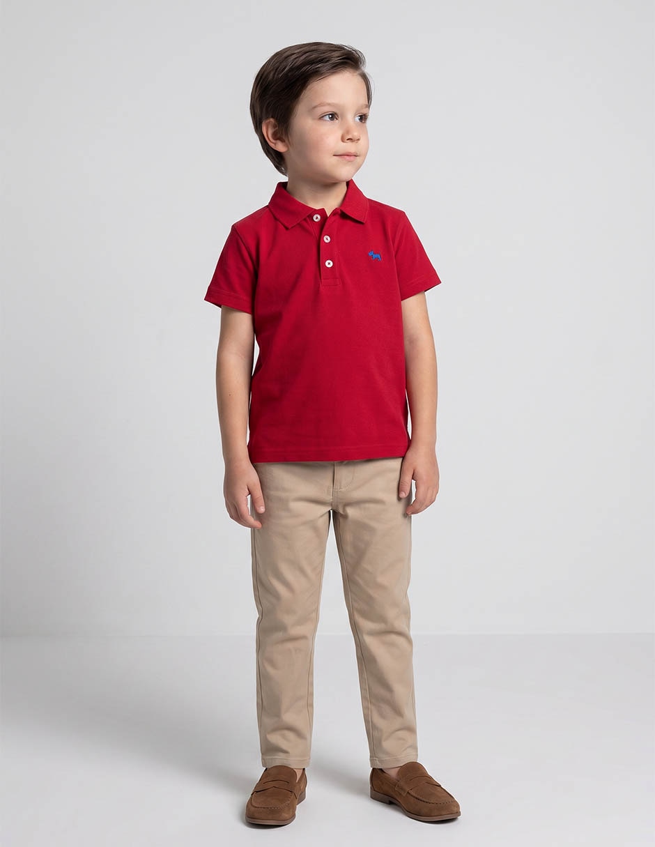 Playera tipo polo de algodón para niño