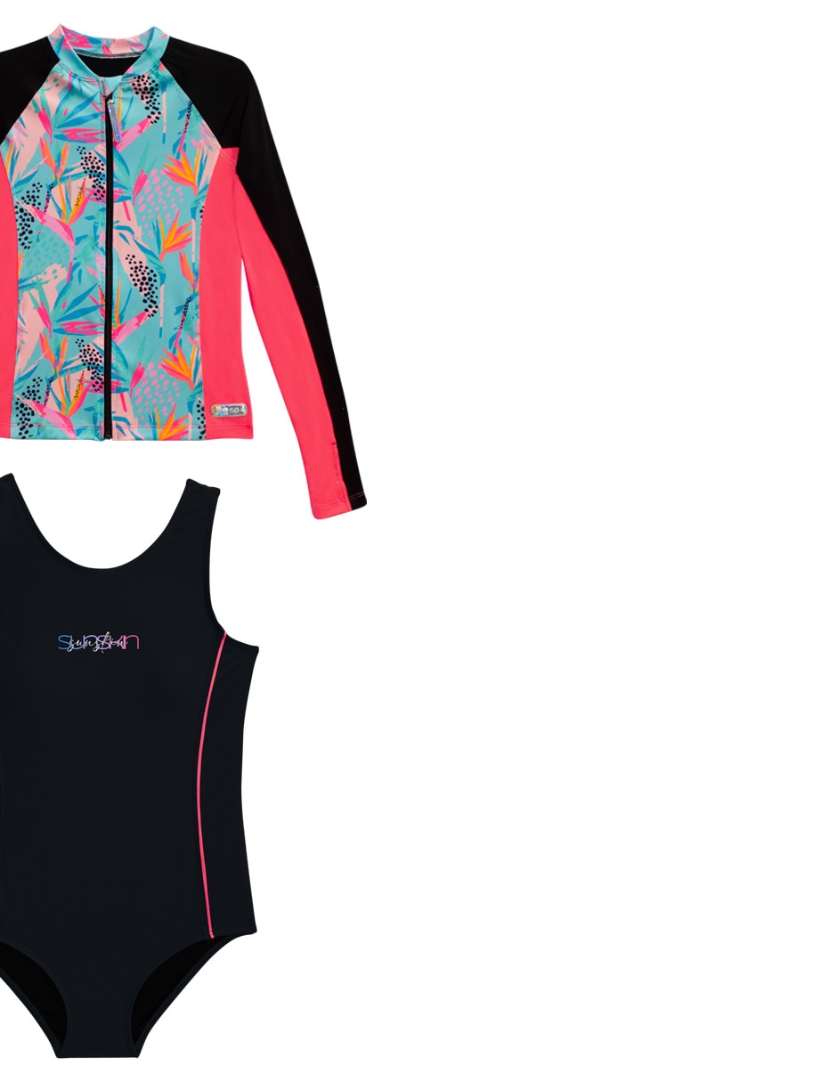 Conjunto wetshirt sunskin estampado gráfico para niña