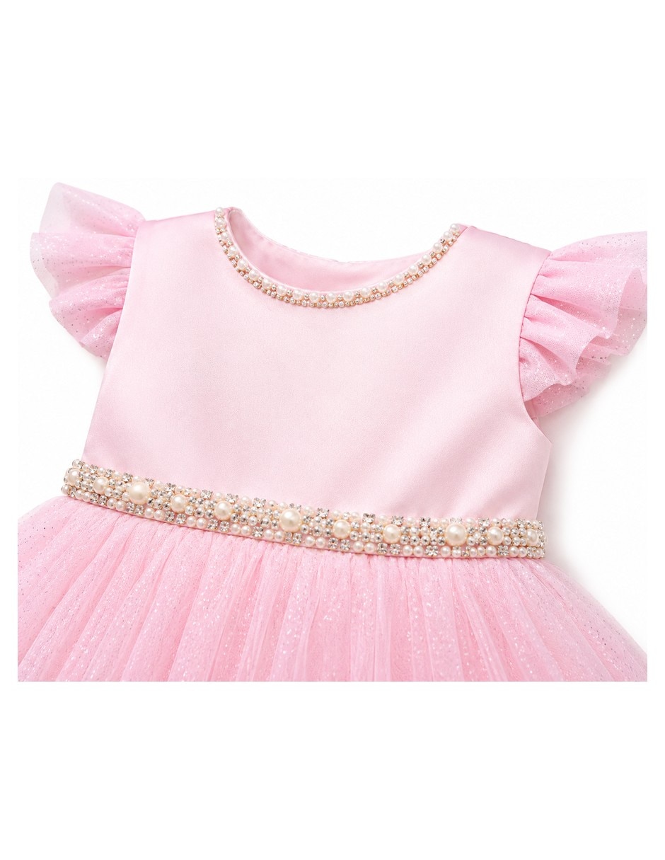 Vestido Formal Manga Corta Para Infantil Niña 3