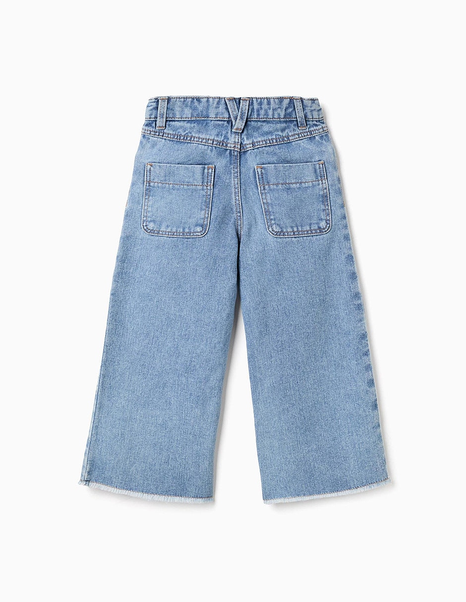 Jeans coulotte pata de elefante lanzarote lavado denim para niña 2