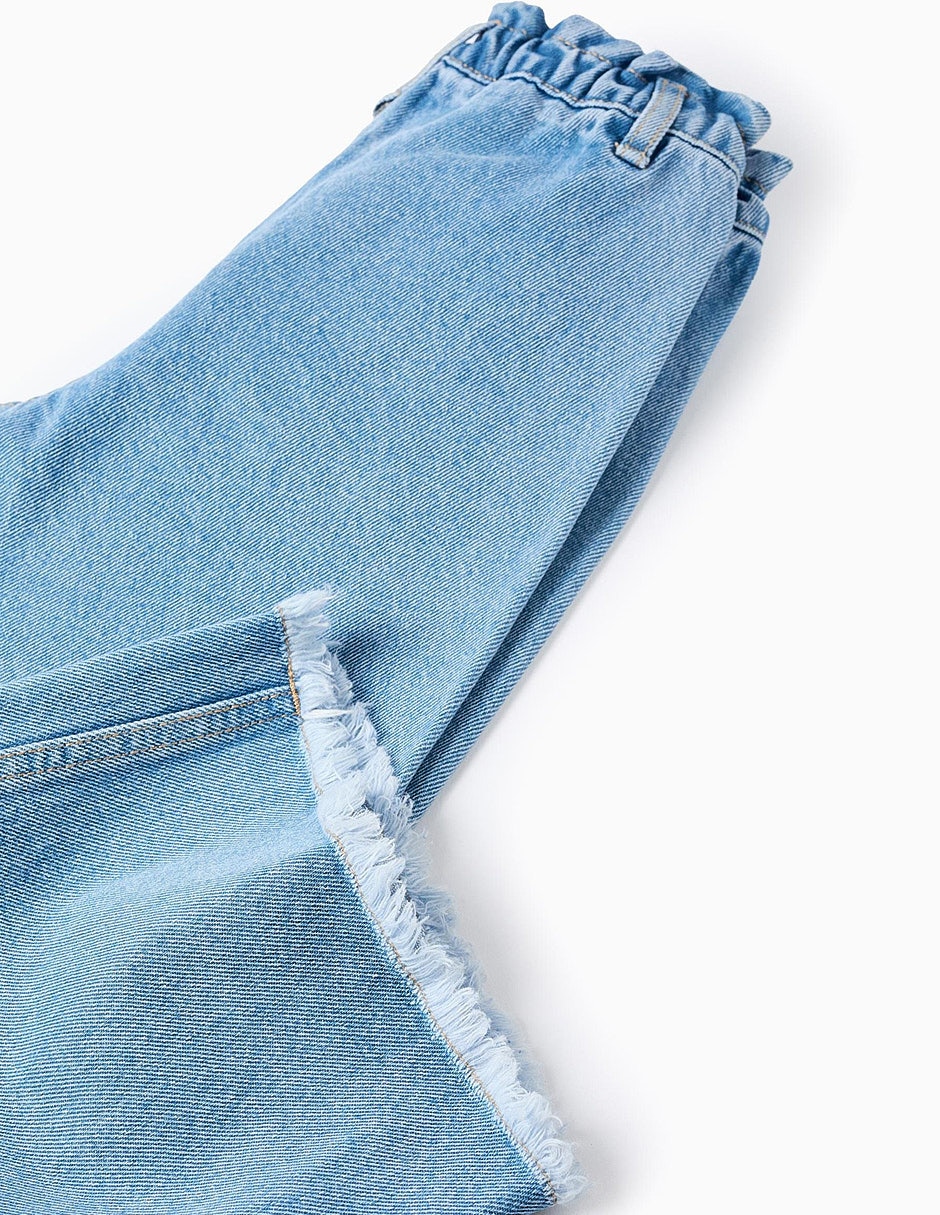 Jeans coulotte wide leg true colors lavado claro para niña 4