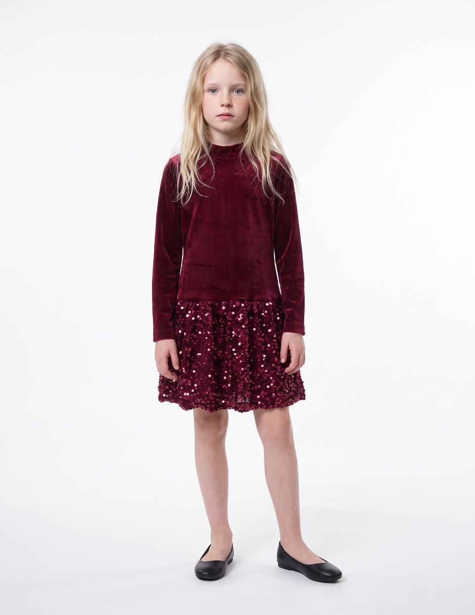 Vestido manga regular para Niña