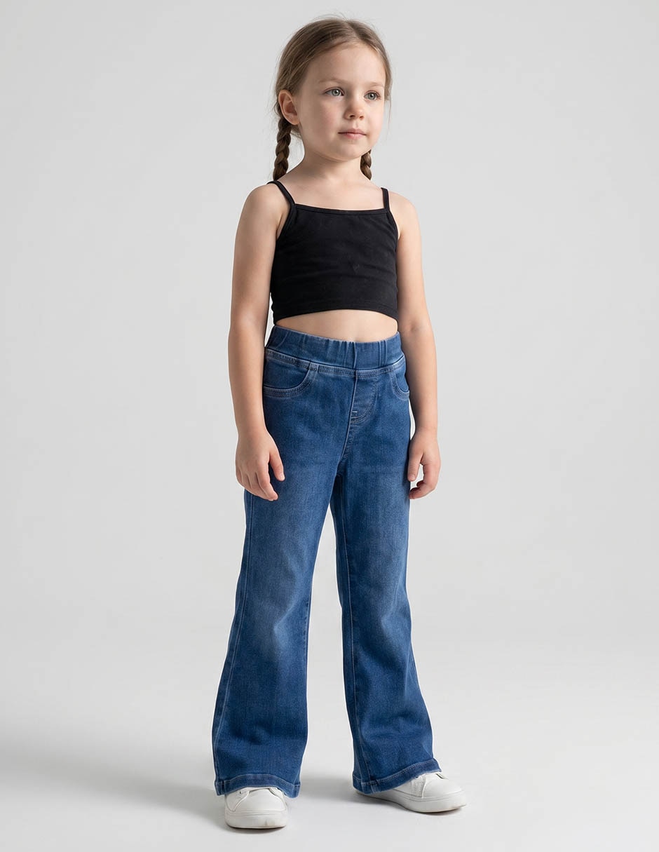 Jeans flare deslavado para niña Jeans flare deslavado para niña