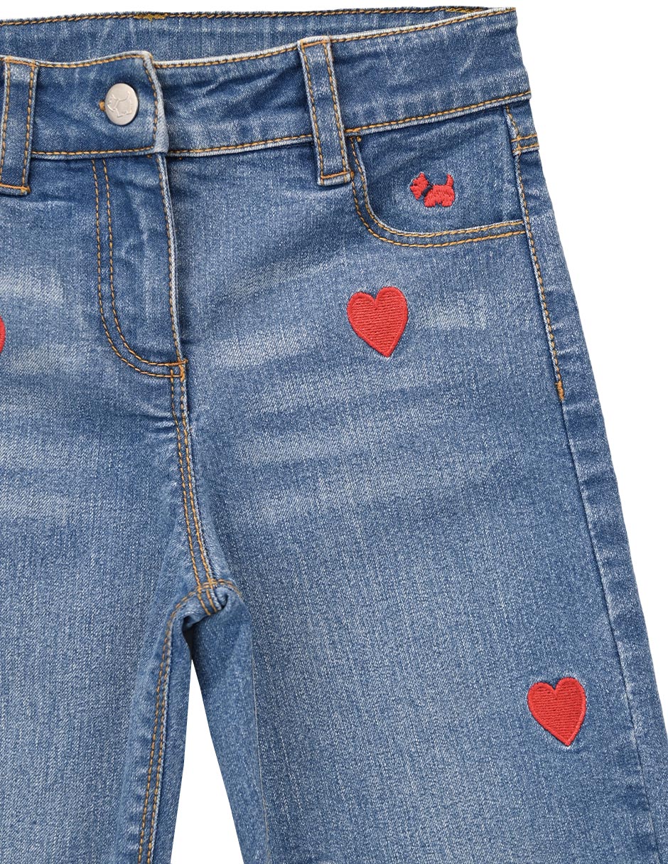 Jeans regular straight cask cask lavado deslavado para niña 2