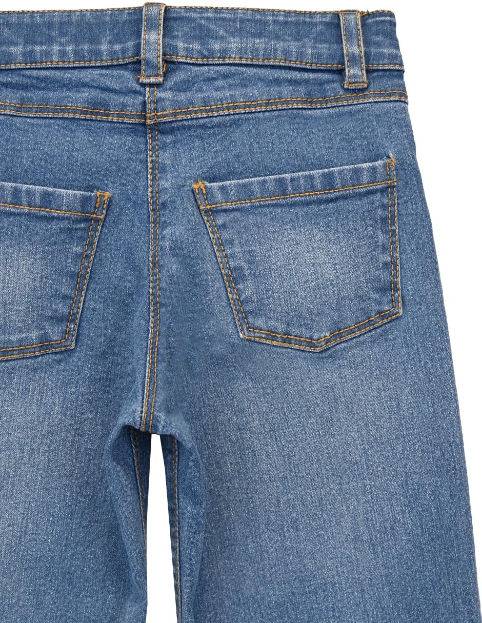 Jeans regular straight cask cask lavado deslavado para niña 3