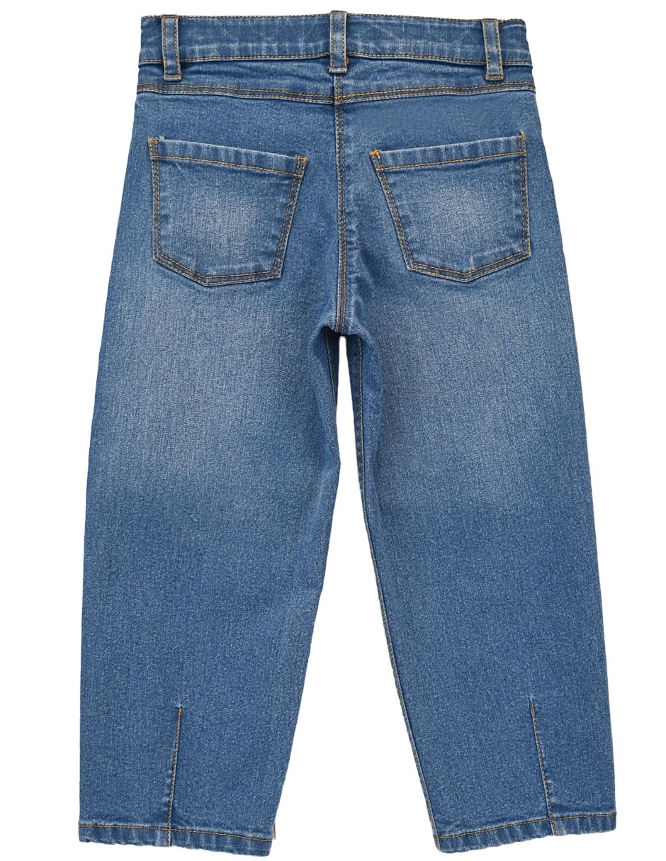 Jeans regular straight cask cask lavado deslavado para niña 4
