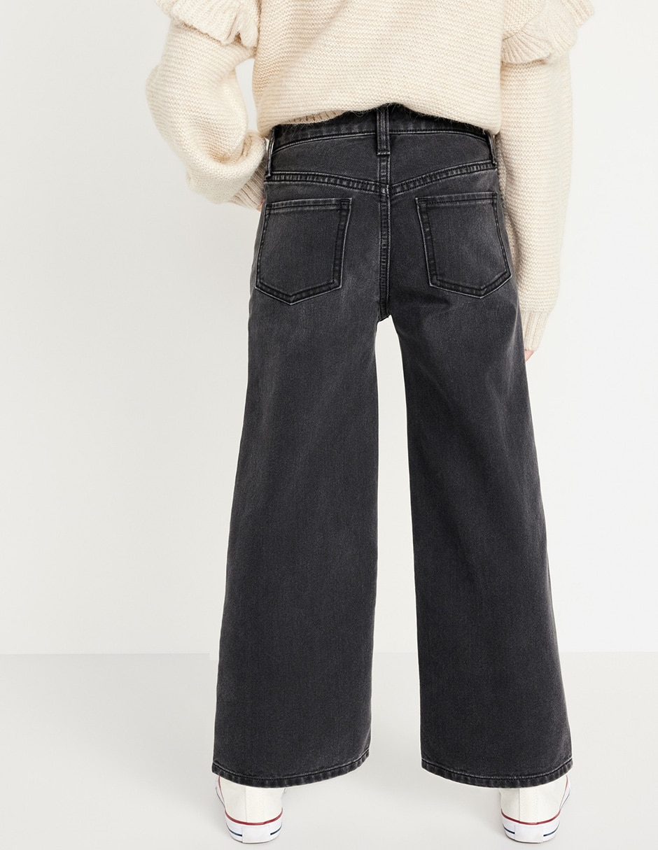 Jeans wide leg lavado obscuro para niña 2