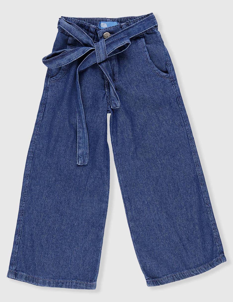 Jeans wide leg lavado medio para niña 2