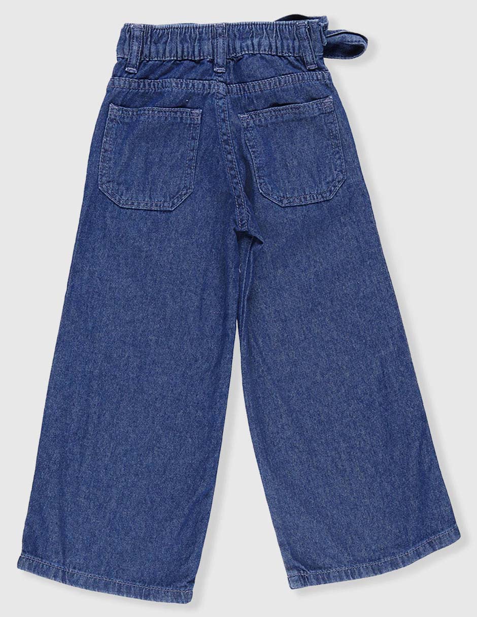 Jeans wide leg lavado medio para niña 3