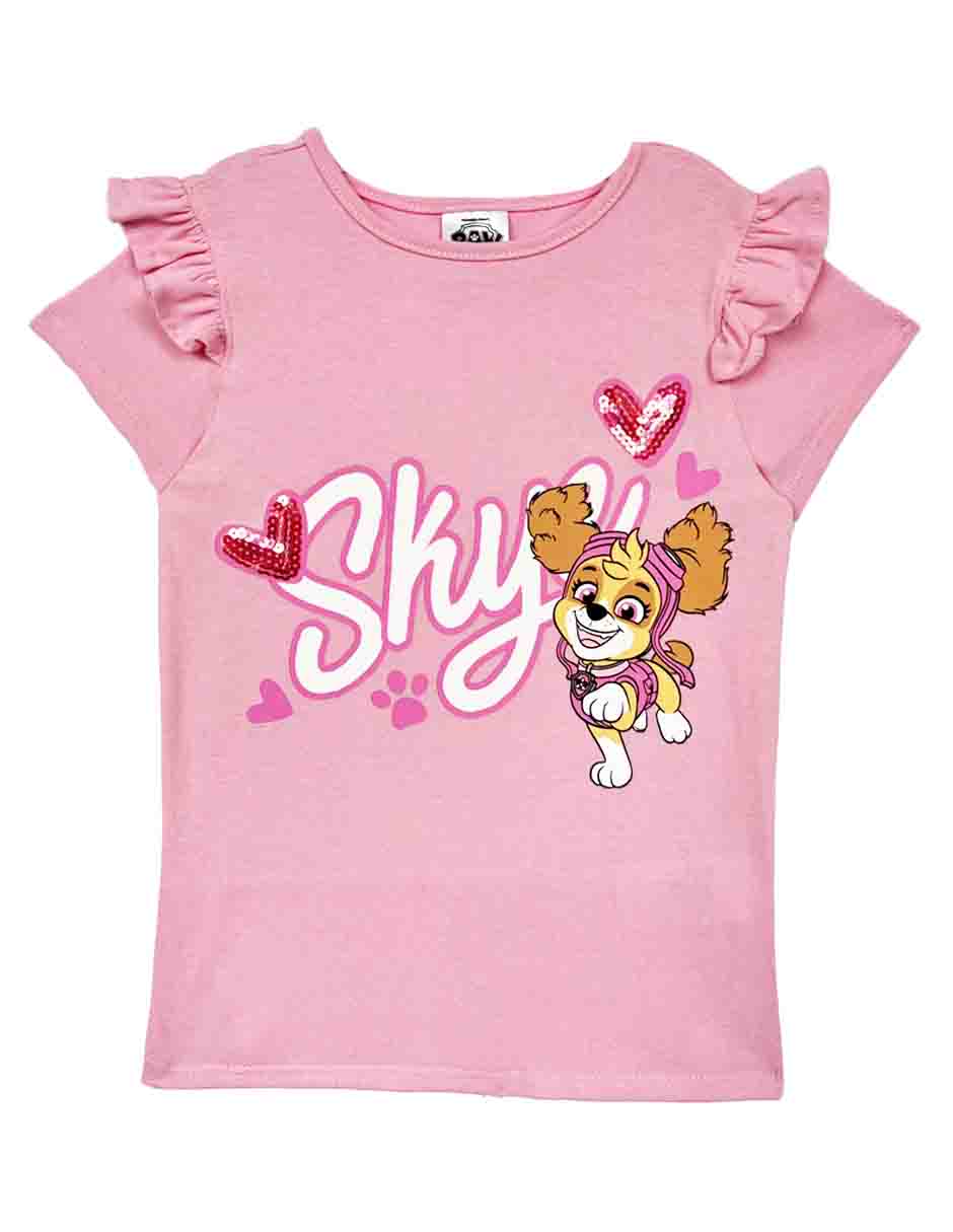 Playera paw patrol paw patrol manga corta para niña
