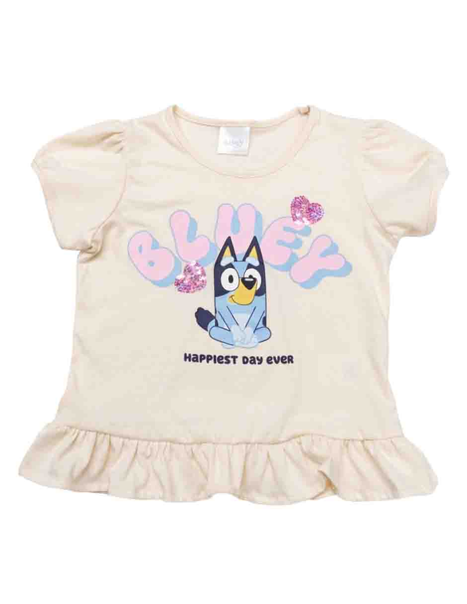 Playera bluey manga corta para niña