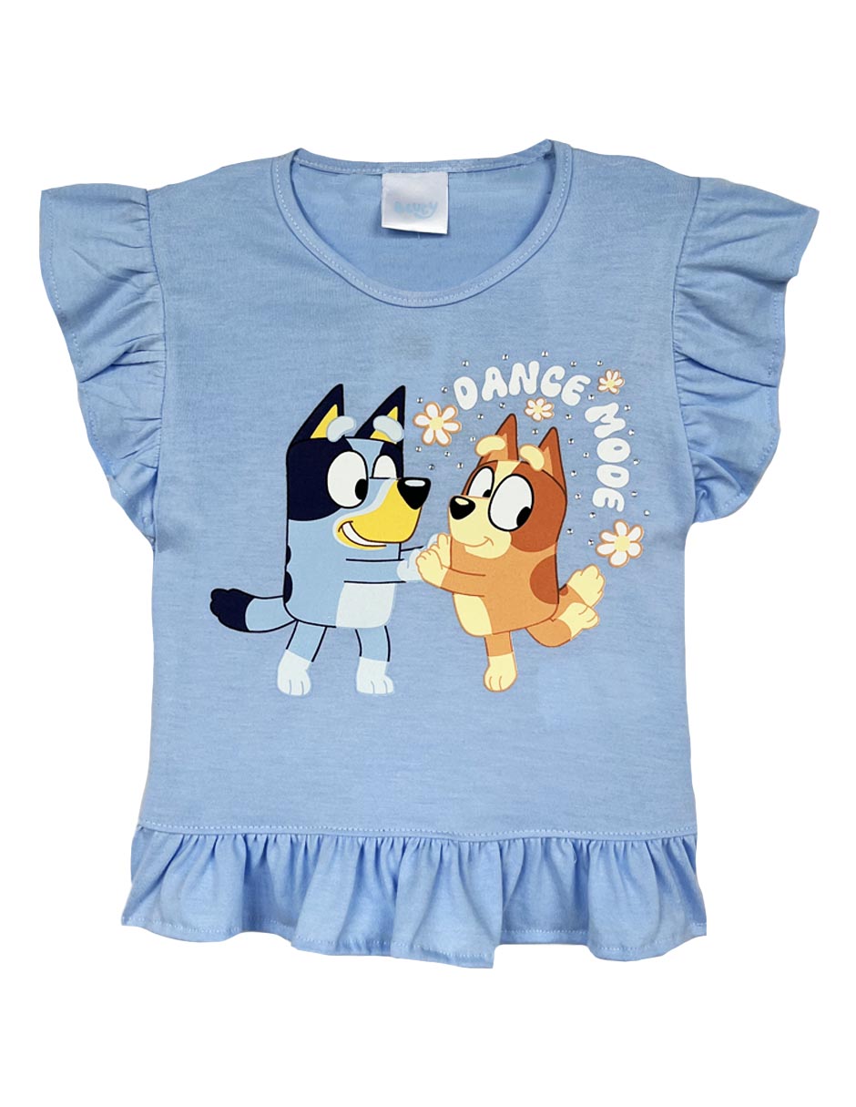 Playera Bluey manga corta para niña Playera Bluey manga corta para niña