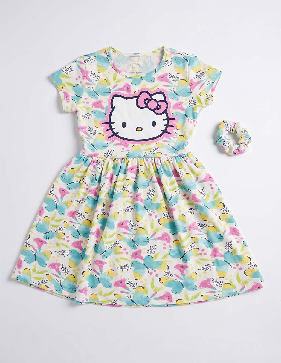 Vestido hello kitty manga corta para niña