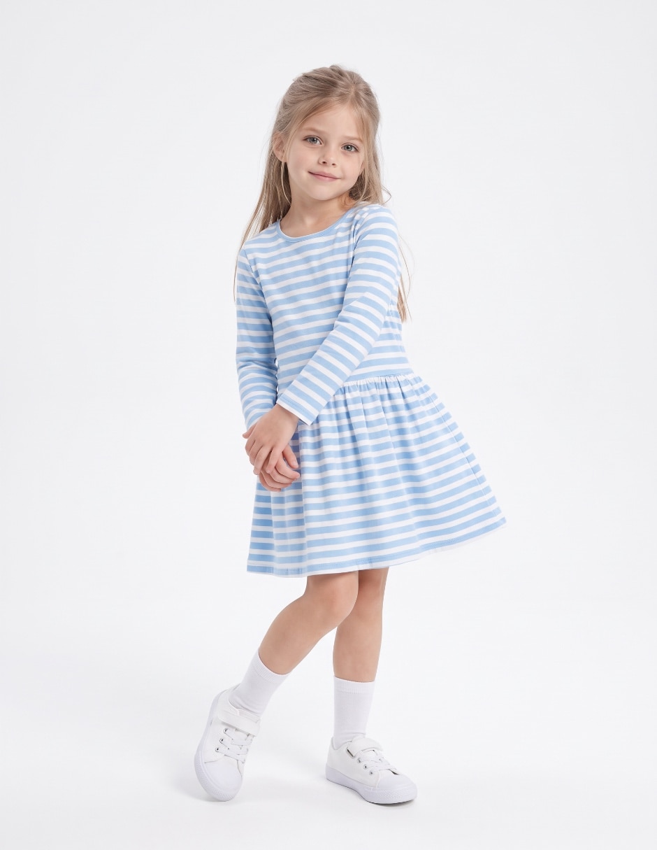 Vestido casual manga regular para niña