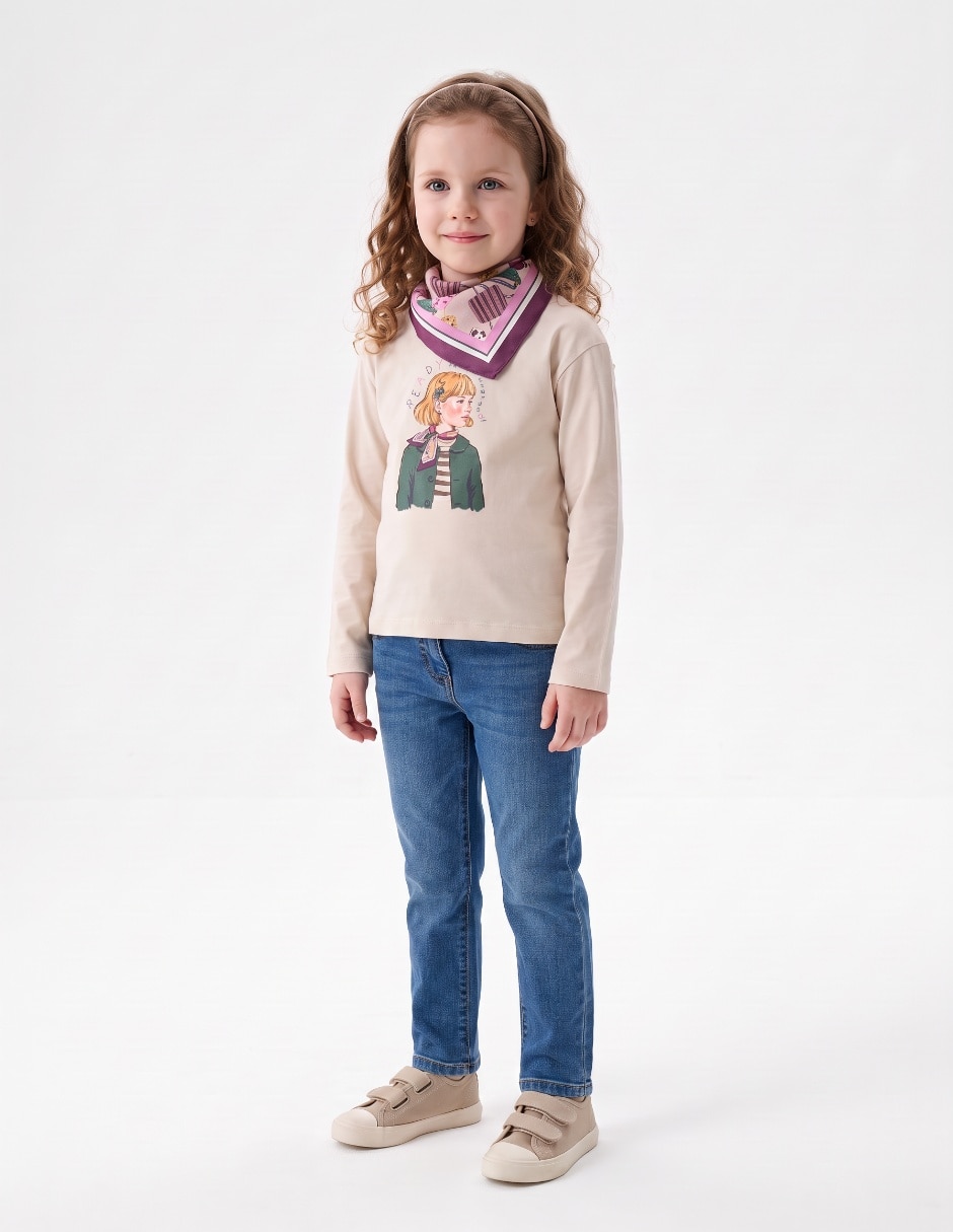 Playera manga larga para niña Playera manga larga para niña