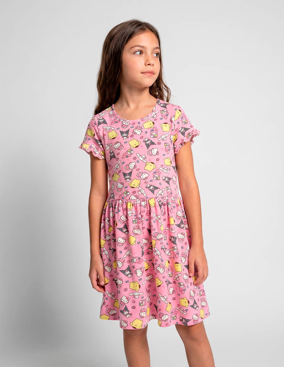 Vestido manga corta para niña