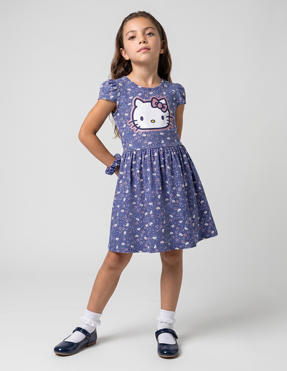 Vestido manga globo para niña