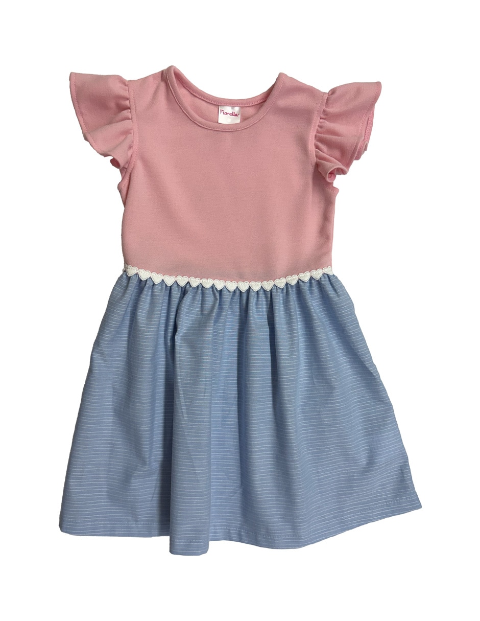 Vestido casual manga volantes para niña