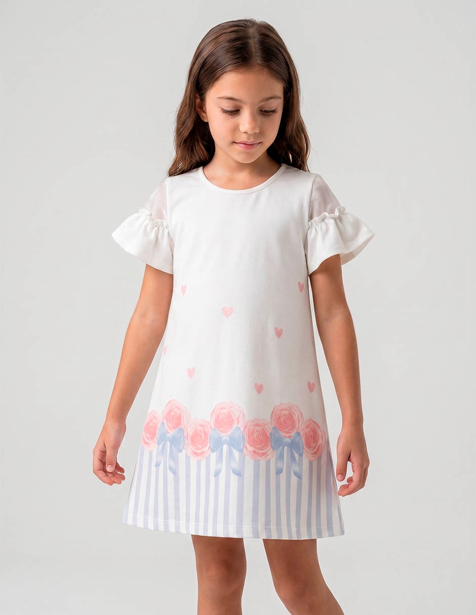 Vestido casual manga regular para niña