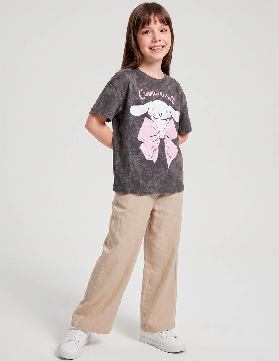 Playera cinnamoroll hello kitty manga corta para niña Playera cinnamoroll hello kitty manga corta para niña