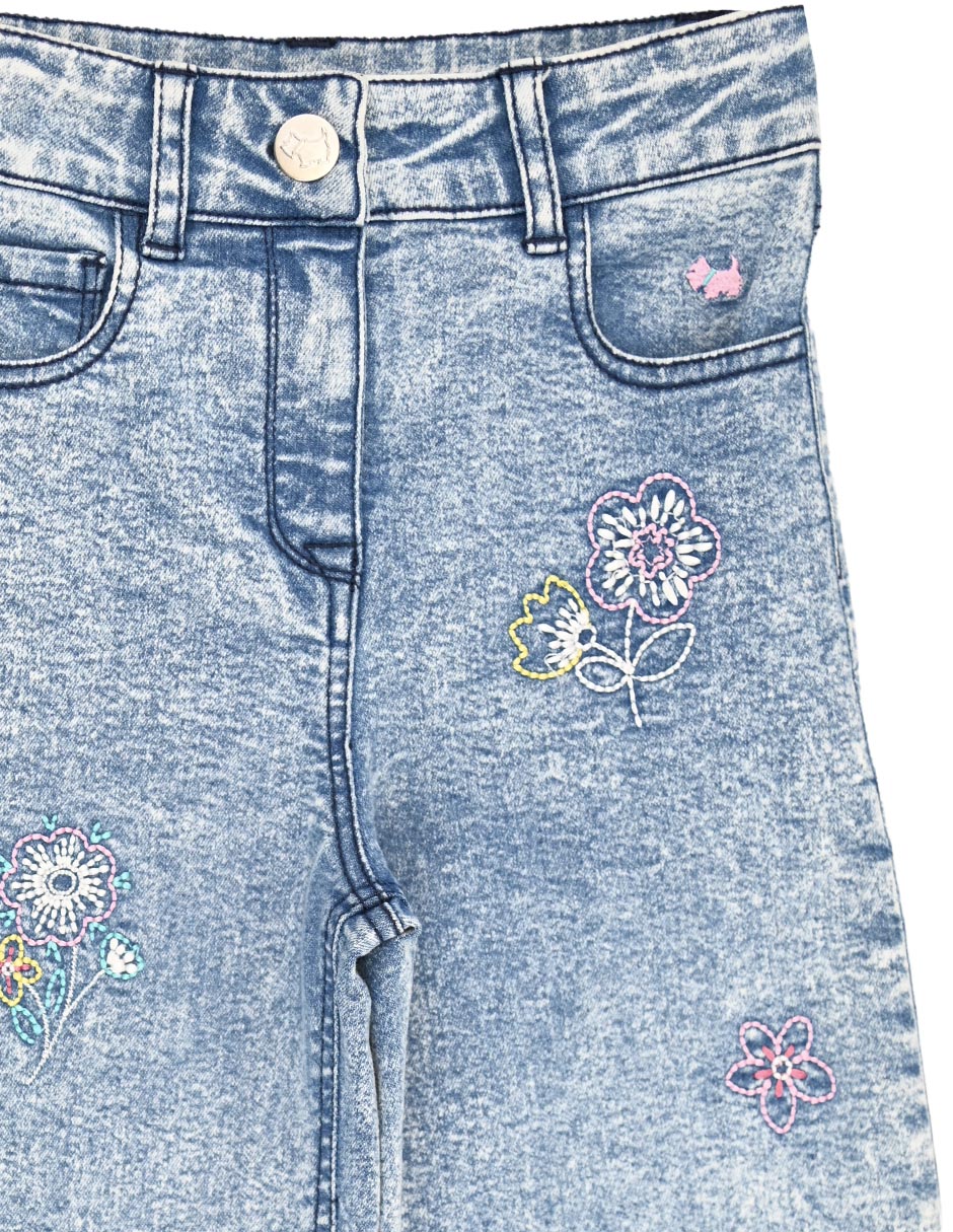 Jeans regular collage collage lavado deslavado para niña 4