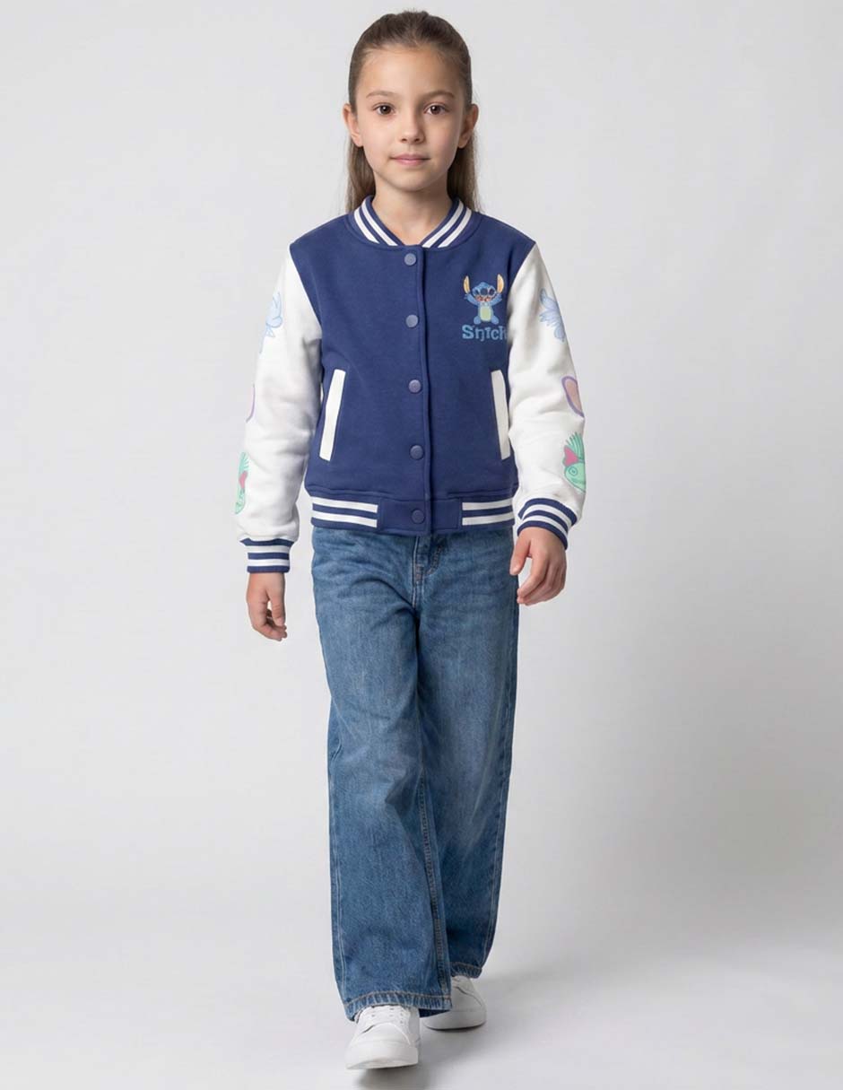 Chamarra bomber stitch de algodón para niña