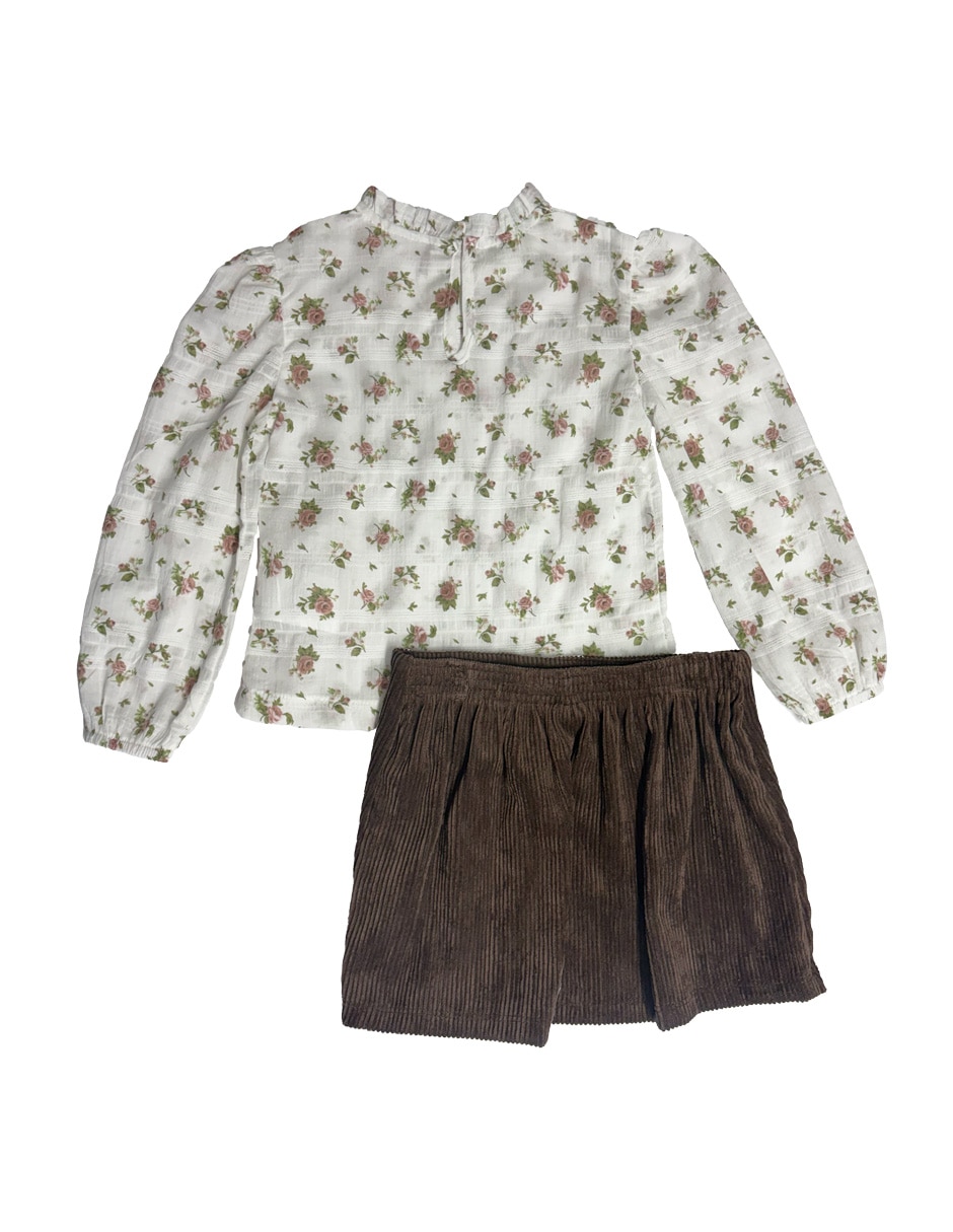 Conjunto falda casual de algodón para niña 3