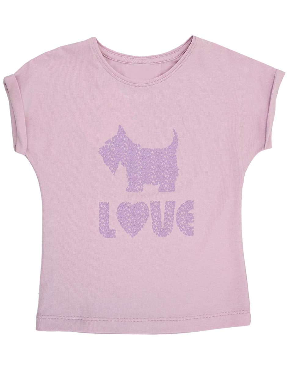 Playera Love manga corta para niña Playera Love manga corta para niña