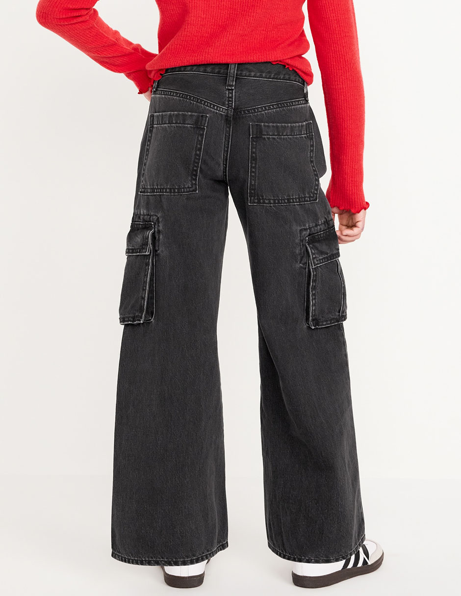 Jeans baggy lavado obscuro para niña 4