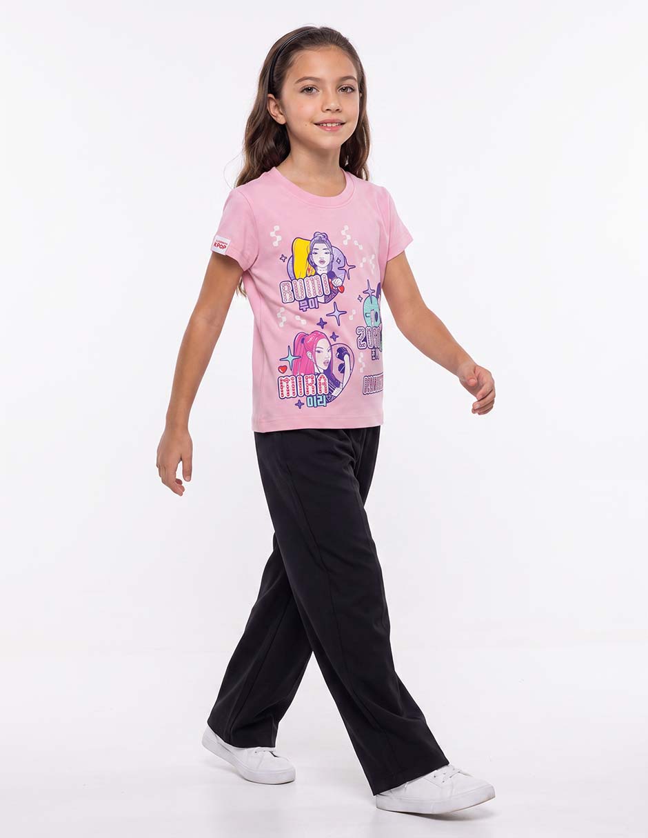 Playera k-pop demon hunters manga corta para niña Playera k-pop demon hunters manga corta para niña
