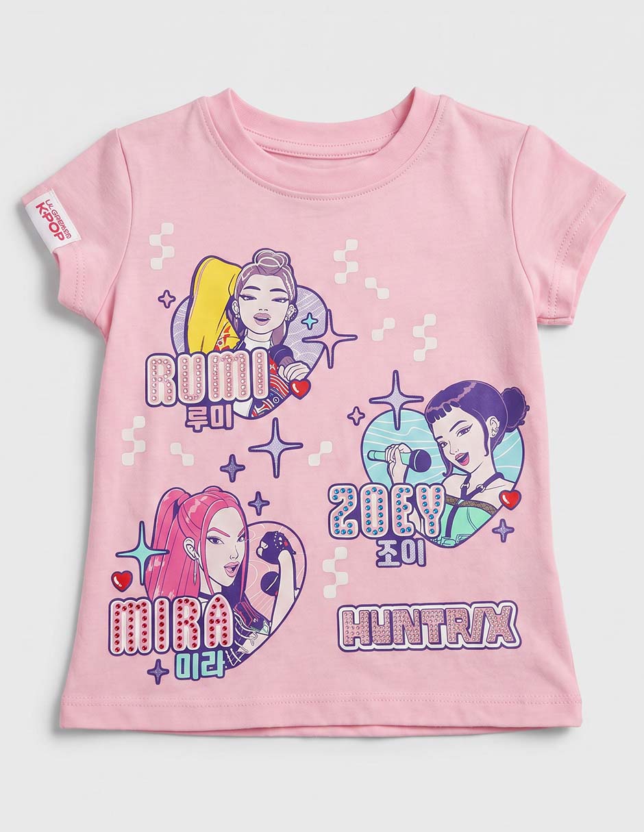 Playera k-pop demon hunters manga corta para niña 2