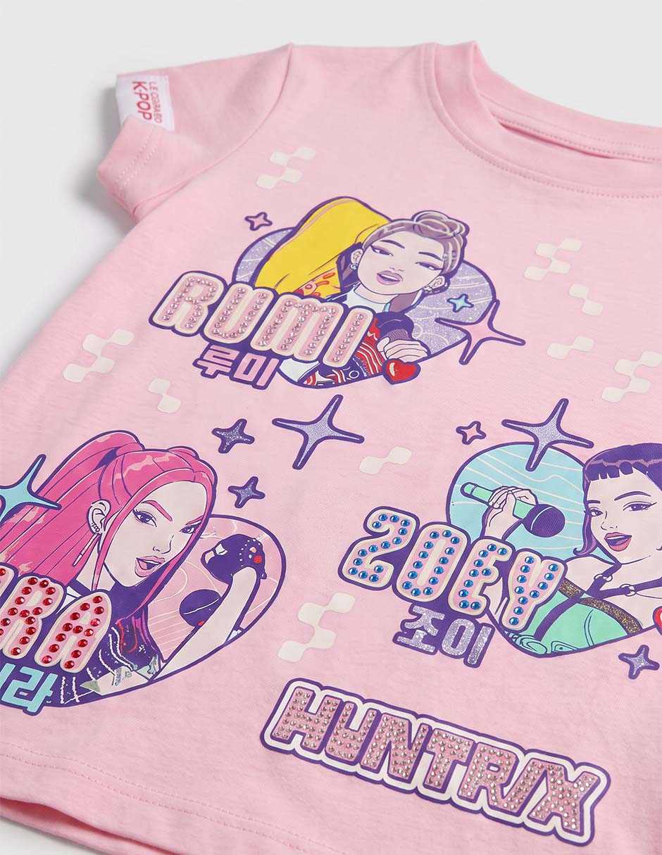 Playera k-pop demon hunters manga corta para niña 4