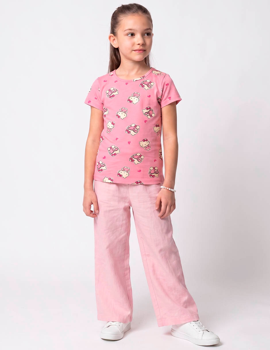 Playera hollo kitty manga corta para niña